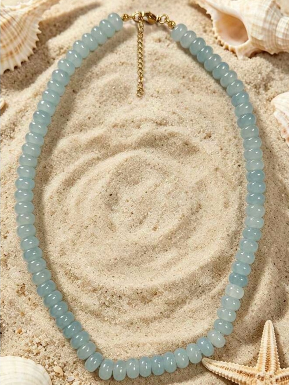 Light Blue Bohemian Style Beaded Necklace